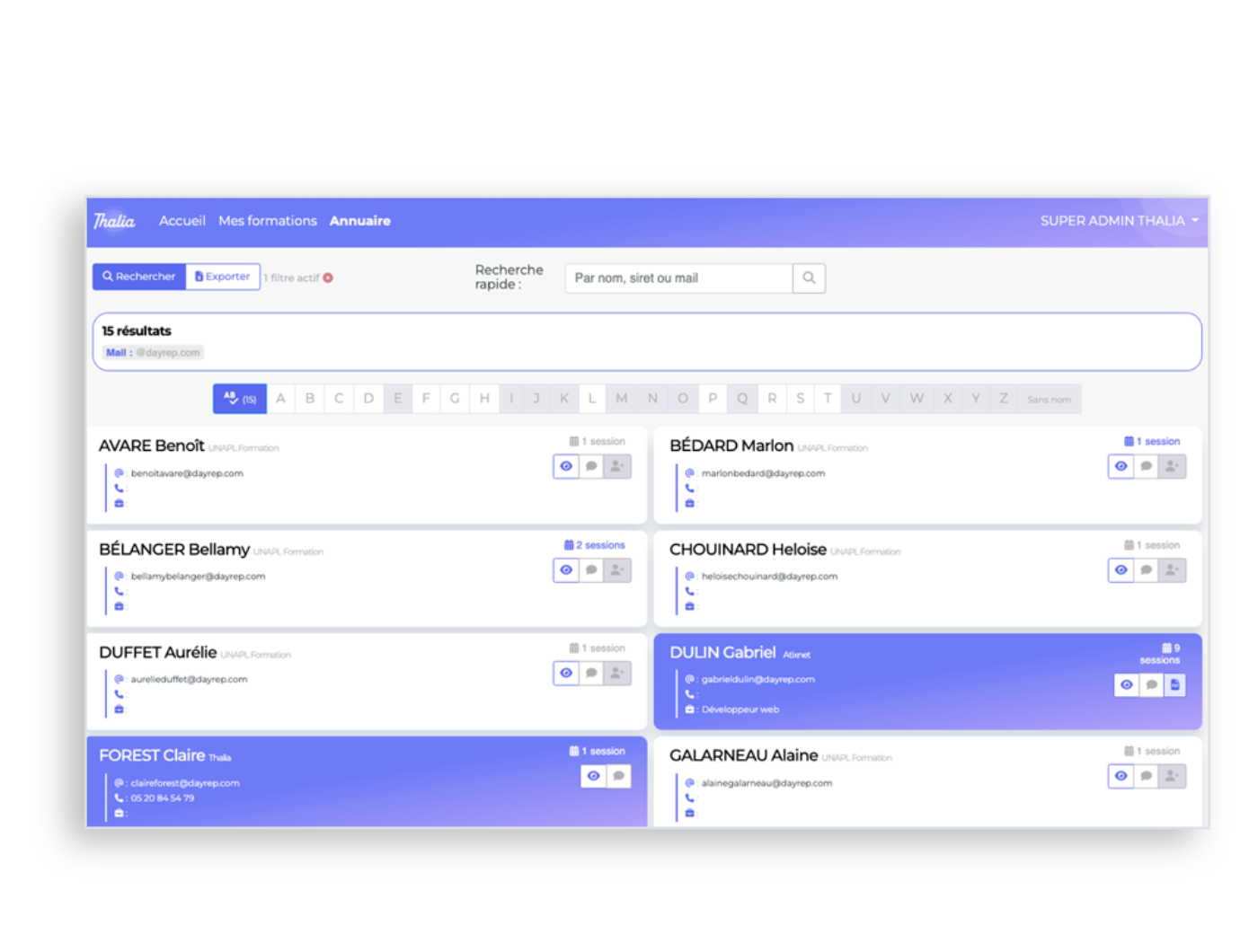 Annuaire de contacts