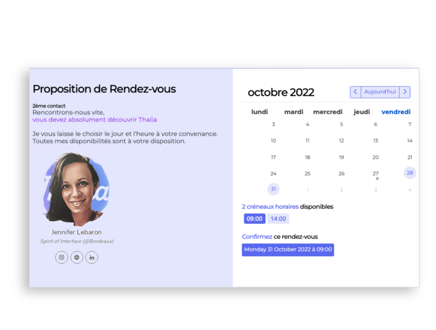 Formulaire de disponibilitées de jennifer L.